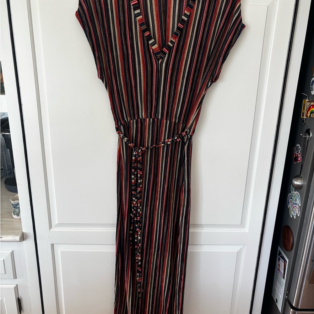 Zara Striped Maxi Dress in Black, Red, Green - Picture 2 of 8